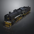 Vintage Black Steam Train Model With Yellow Accents Star And Railway Track
