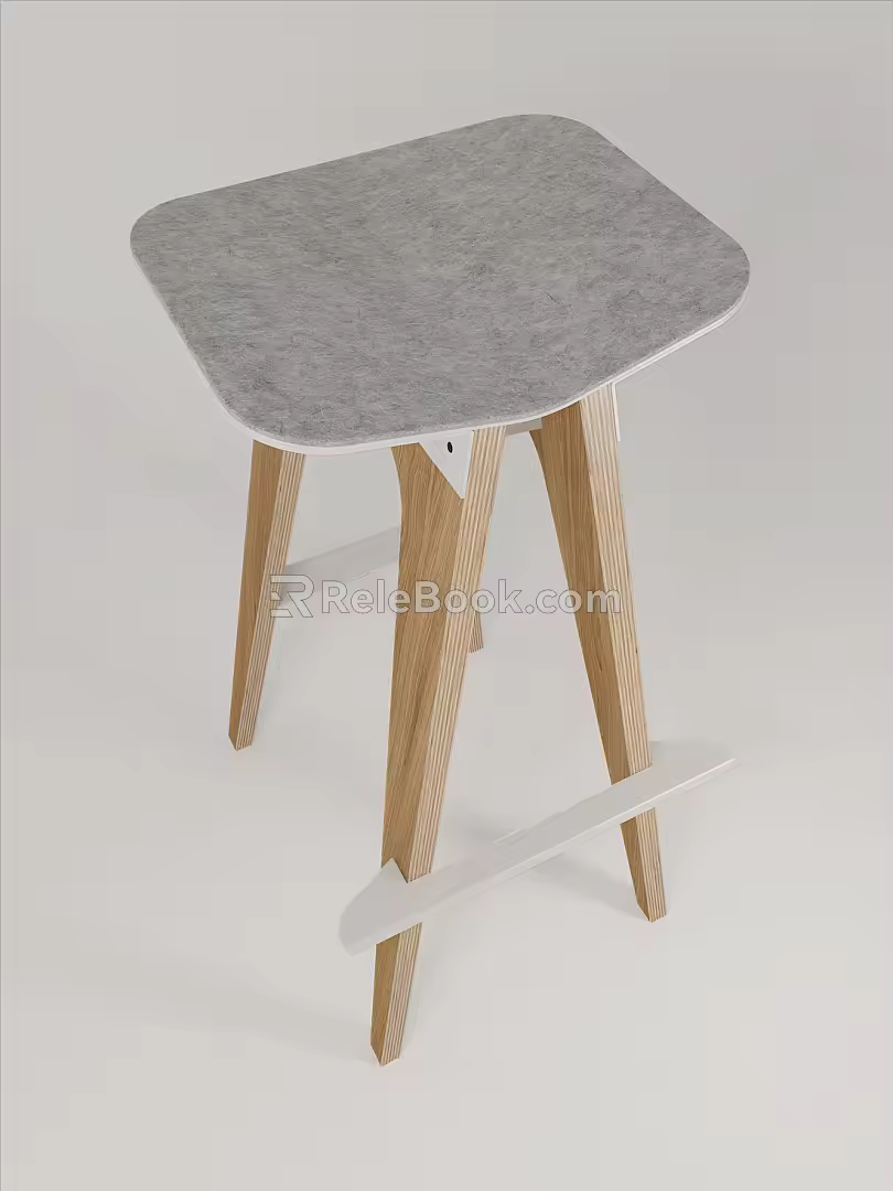 Nordic Bar Stool High Stool 3d model