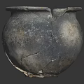 Ancient Pottery Jar With Worn Surface And Cracked Texture On Black Background 3d model