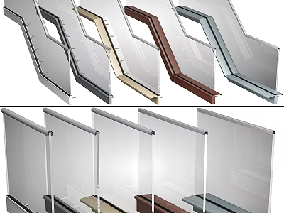 Modern Stairs With Glass Railings And Different Metal Frame Colors For Home Design 3d model