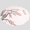 White Outdoor Umbrella With Floral Pattern And Metal Pole For Patio Use