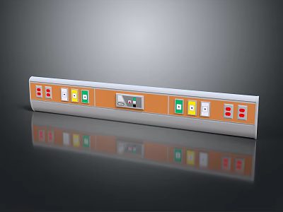 Modern Orange And Silver Switch Panel With Multiple Colored Buttons Red White Yellow Green 3d model
