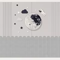 Kids Room Wall With Moon Astronaut Stars Clouds And Scalloped Bottom