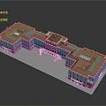 Historic Palace Architectural Model With Red Roofs Yellow Walls And Symmetrical Courtyards