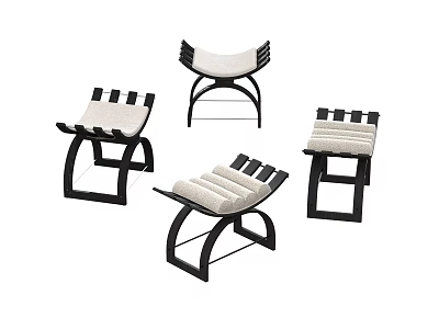 Modern Design Stools With Black Metal Frame And White Padded Seat For Contemporary Spaces 3d model