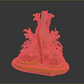Human Heart Anatomical Model With Red Blue Blood Vessels On Yellow Base