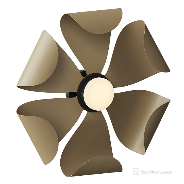 Modern Petal Shaped Wall Light with Bronze Finish and Central Illuminated Globe 3d model 
