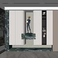 Modern Entryway Cabinet And Side Cabinet With Elegant Marble Design And Storage Shelves