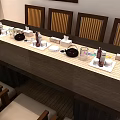 Cozy Restaurant Interior With White Curtains Wooden Tables Fresh Sign And Green Decor