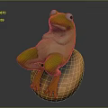 Vibrant 3D Green Frog Character Sitting On Brown Rock With Yellow Feet