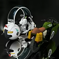 Stylish Green And White Motorcycles With Number 19 Transparent Canopy And Reflection
