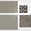 Square Rugs featuring Various Floral Scroll Checkerboard Geometric and Diamond Patterns 3d model