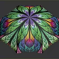 Colorful Umbrella With Stained Glass Inspired Floral Pattern And Vibrant Design
