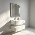 Other Bathroom Modern Interior With Illuminated Mirror White Vanity And Storage Shelves