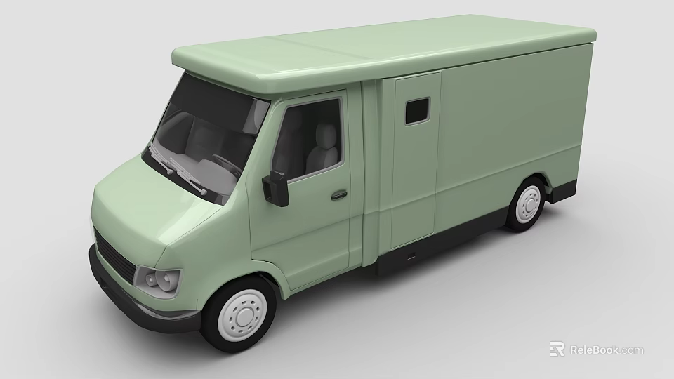 Light Green Modern Cargo Van With Smooth Exterior And Functional Design 3d model 
