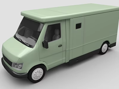 Light Green Modern Cargo Van With Smooth Exterior And Functional Design 3d model