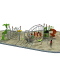 Colorful Playground Equipment With Slides Swings Climbing Frames And Sandpit Area