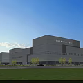 Modern Industrial Factory Building In Energy Saving Industrial Park With White Exterior And Green Surroundings