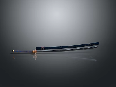 Traditional Japanese Katana Weapon With Scabbard Sharp Blade And Decorative Handle 3d model