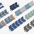 Various Colored Row Seating Sets With Blue Gray Green And Beige Tones