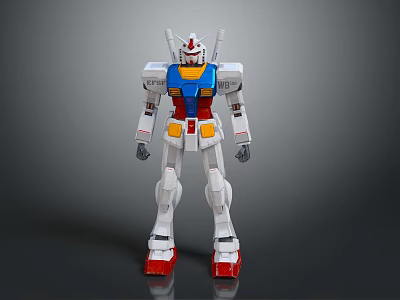 Gundam Robot Model With White Blue Red Yellow Armor And Detailed Design 3d model