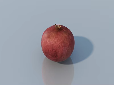 Ripe Fresh Red Pomegranate On Light Blue Background With Clear Reflection 3d model