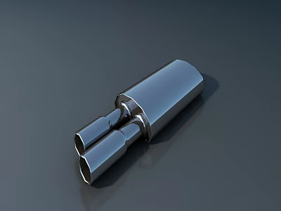 Silver Metallic Exhaust Pipe With Dual Outlet Smooth Finish Automotive Part 3d model