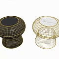 Modern Black And Gold Coffee Tables With Round Marble Top And Metal Wireframe Design