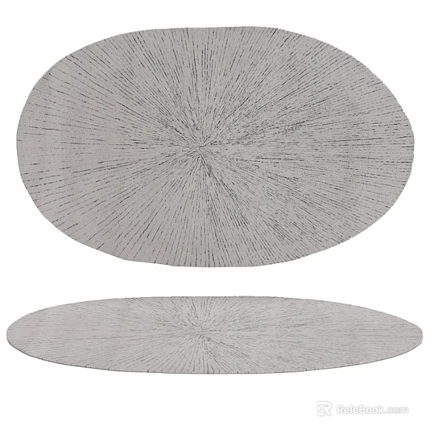 Oval Shaped Area Rugs With Radiant Pattern Design 3d model 