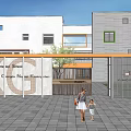 Egg Elementary School Modern Glass Entrance Gate With Plaza And Gateway To Chinese American