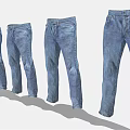 Classic Blue Denim Jeans With Different Styles And Casual Design 3d model