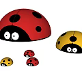 Colorful Ladybugs With Red And Yellow Shells And Black Spots