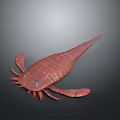 Trilobite With Reddish Brown Color Segmented Body Multiple Appendages And Long Tail Spine