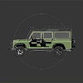 Green Classic Off Road Vehicle With Roof Rack And Round Headlights