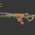 Futuristic Modern Weapon Gun With Vibrant Orange Blue White Sleek Design