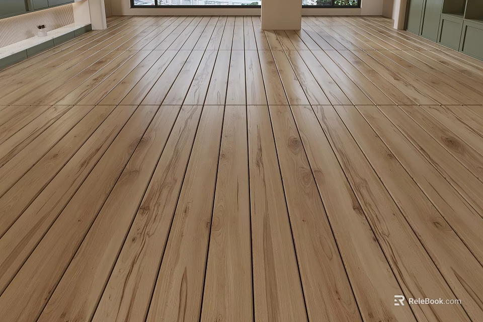 Light Colored Wooden Flooring In Spacious Interior 3d model 