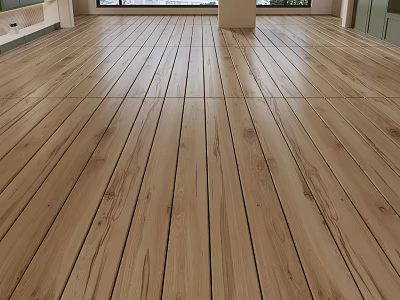 Light Colored Wooden Flooring In Spacious Interior 3d model