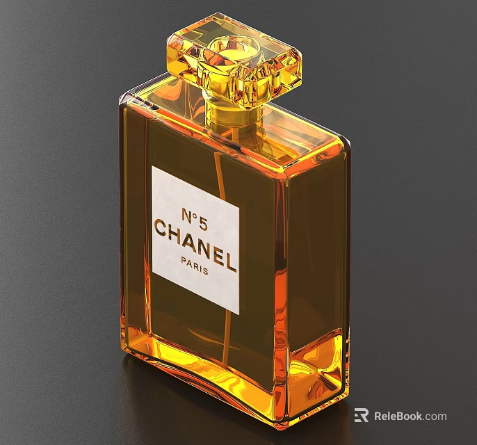 Chanel N°5 Luxury Perfume in Elegant Amber Glass Bottle from Paris with Classic White Label 3d model 