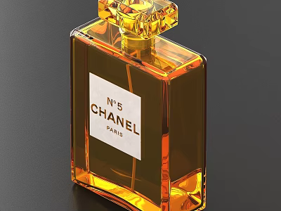 Chanel N°5 Luxury Perfume in Elegant Amber Glass Bottle from Paris with Classic White Label 3d model