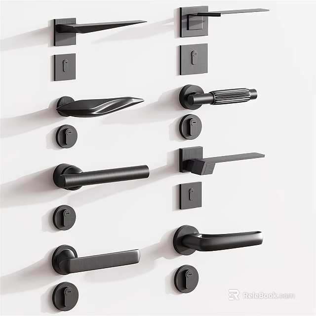 Modern Door Handles Featuring Various Contemporary Designs For Home Interior 3d model 