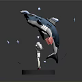 3D Rendered Aquatic Animals With Blue White Color And Central Character On Circular Platform