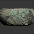 Antique Bronze Bowl with Green Patina and Rusted Texture for Daily Life