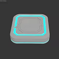 Modern Square Smart Device With Blue Illuminated Border And Geometric Surface