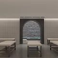 Modern SPA Sauna Space With Wooden Wall And Towel Storage