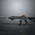 Modern Tactical Rifle With Silencer Scope Blue Black Finish And Textured Grip