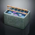 Stone Aquarium Fish Tank With Bamboo Rack And Colorful Interior Decorations