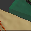 Orange Yacht Models With White Upper Structure Displayed On Green And Beige Bases