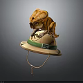Fantasy Character With Green Hat And Small Orange Creature Perched On Top Edge