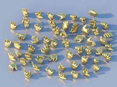 Golden Hand Gesture Shaped Small Household Decorative Pieces with Various Styles for Home Decoration 3d model