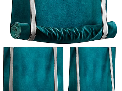 Elegant Teal Velvet Curtains With Silver Straps For Modern Home Decor 3d model